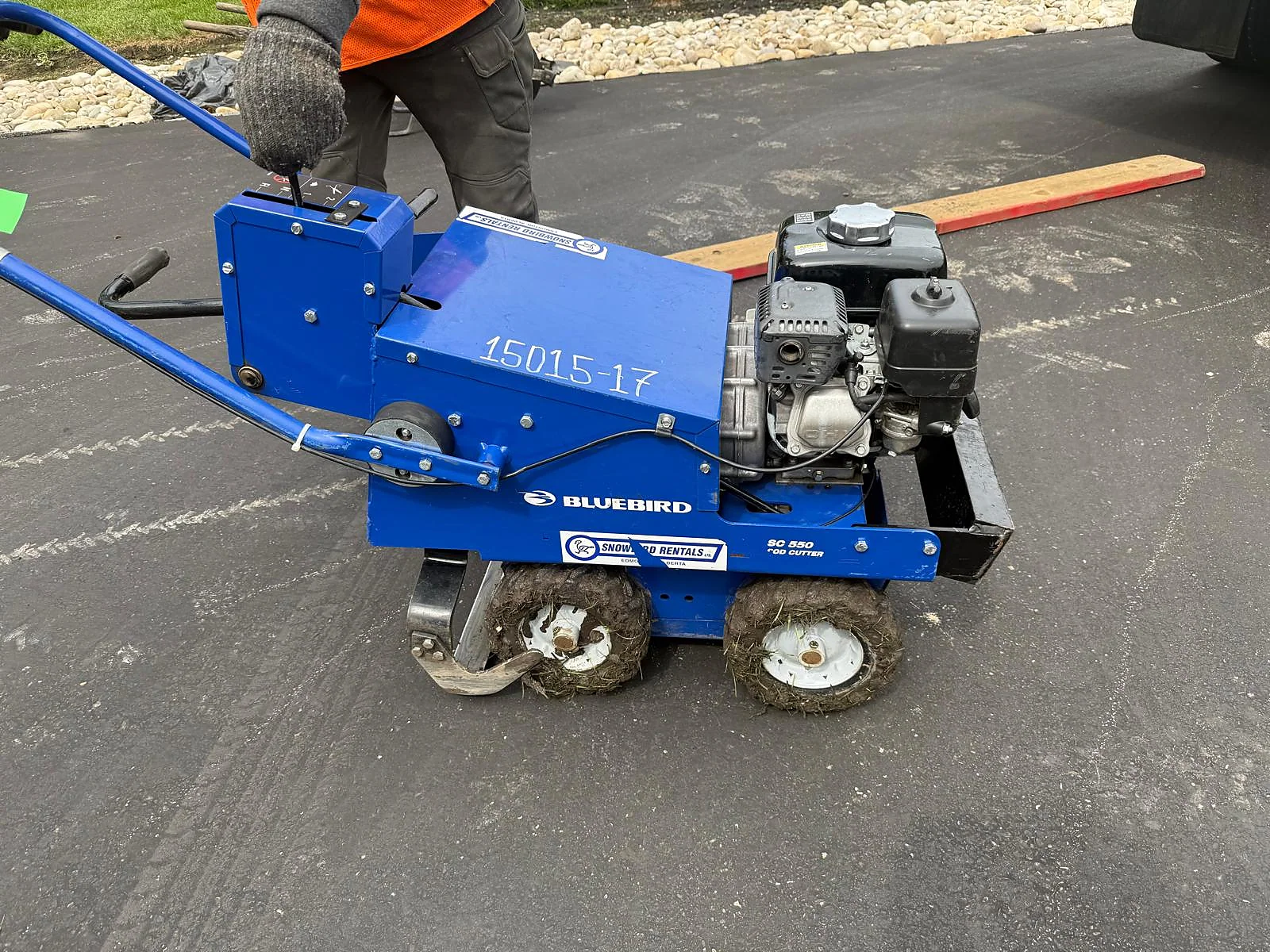 Specialist sod cutter used for turf preparation